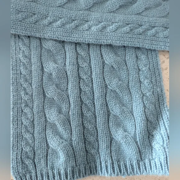 Lands end Cableknit Cashtouch Scarf Blue - Picture 2 of 3